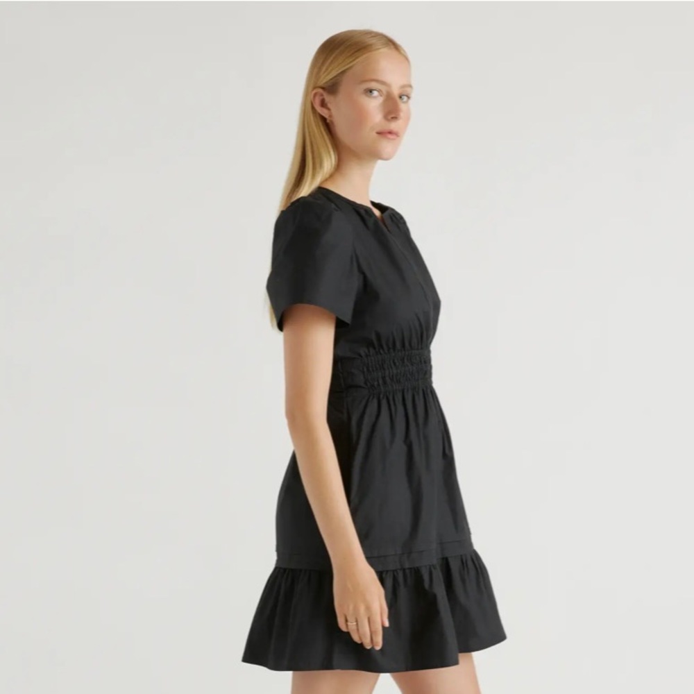 Quince Black Smocked Waist Mini Dress - Picture 3 of 6